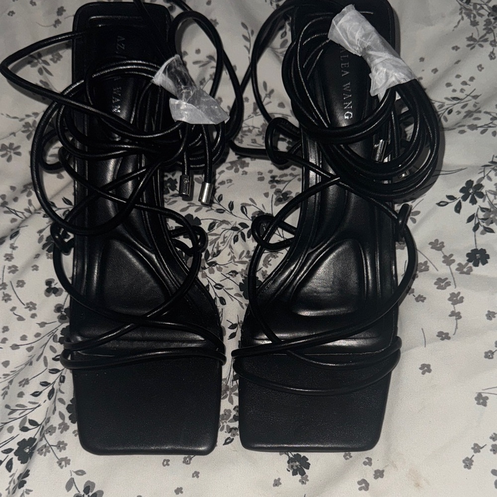 Vera Wang Black Strappy Heels